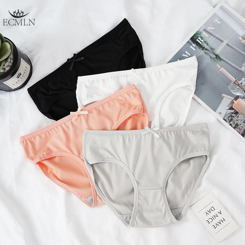 Soft Stretch Cute Bowknot Panty Women Lingerie Mid Waist Briefs Underwear Solid Colors