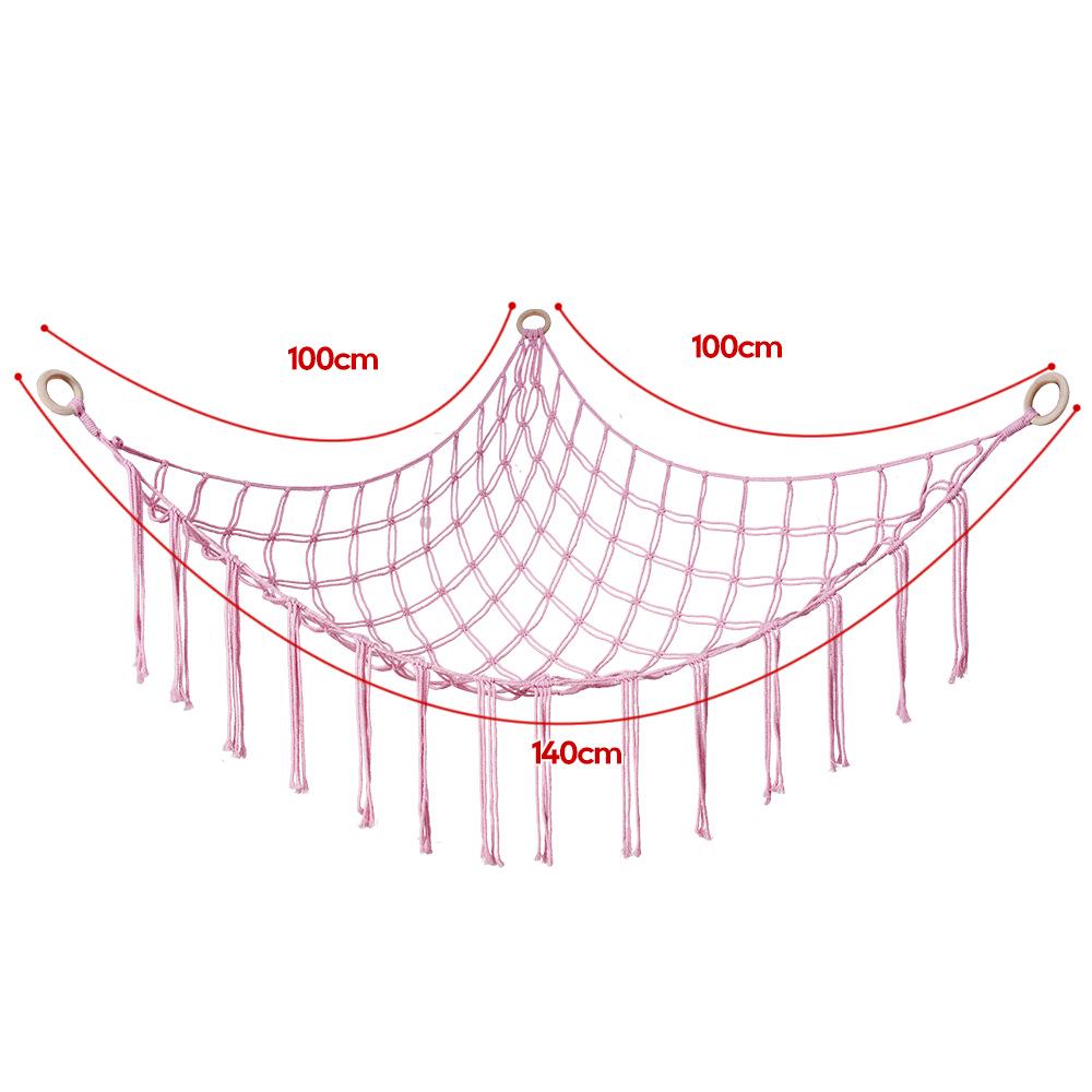 Kolorowy sznurkowy worek-siatka z frędzlami do przechowywania zabawek dla pokoju dziecięcego