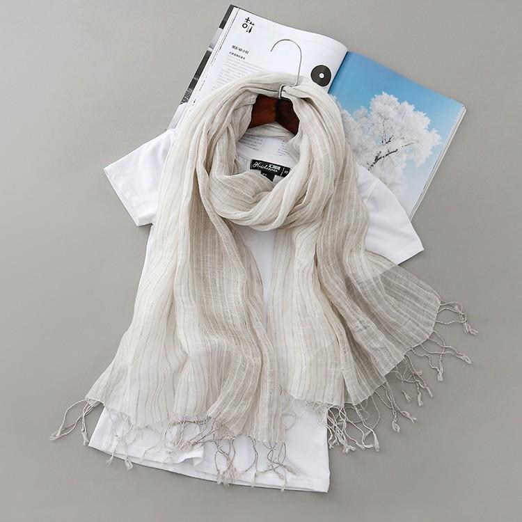 Summer Japanese Linen Scarf Square Scarf Fashion Versatile Striped Cotton And Linen Shawl Beach Sunscreen Silk Scarf