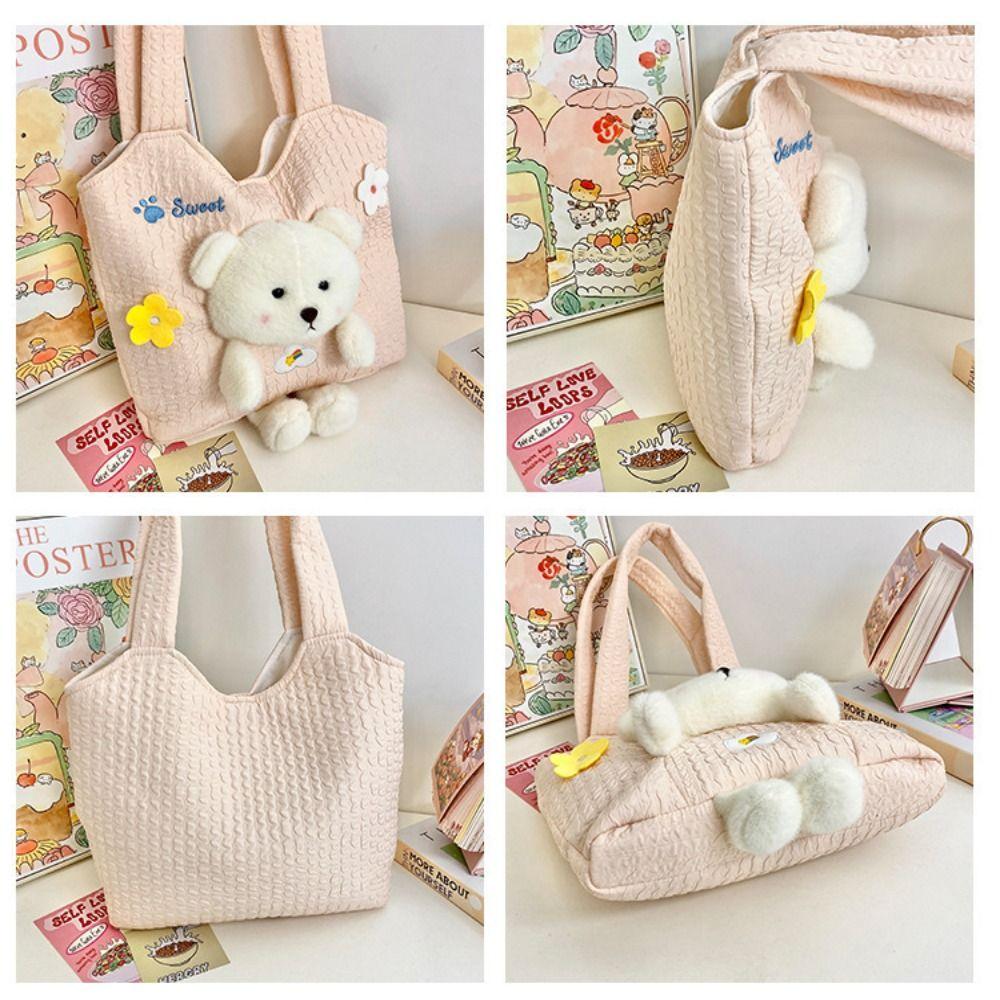 Large Capacity Shoulder Bag Kawaii Underarm Bag Fashion Plush Bear Bag  Girls