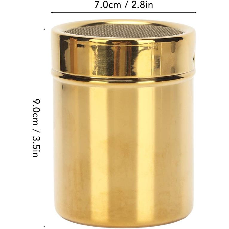 Stainless Steel Powder Shaker, Gold Fine Mesh Powder Sugar Shaker, Can be Used to Hold Salt, Powdered Sugar, Ground Coffee,