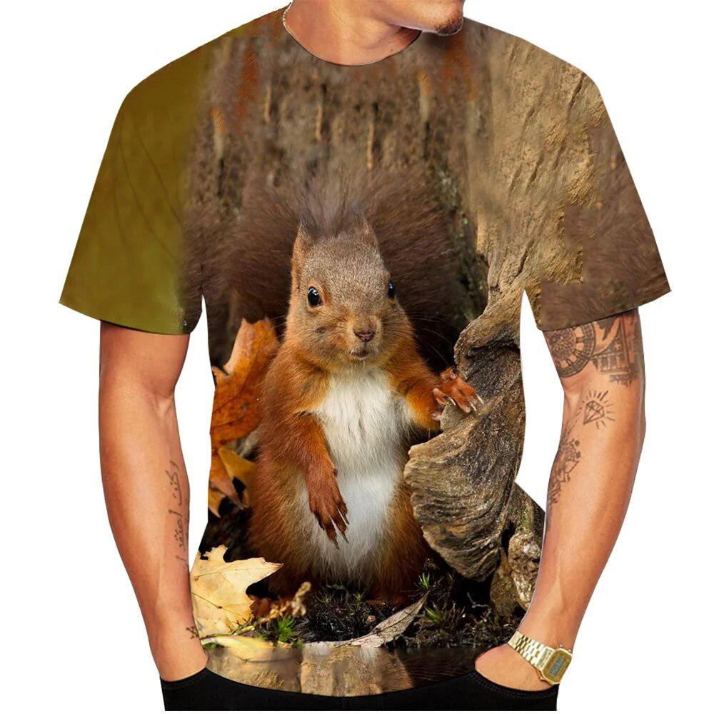 Summer Funny Squirrel 3D Print T-Shirts Streetwear Casual Men Women Fashion Short Sleeve T Shirt O-Neck Male Tees Tops Clothing