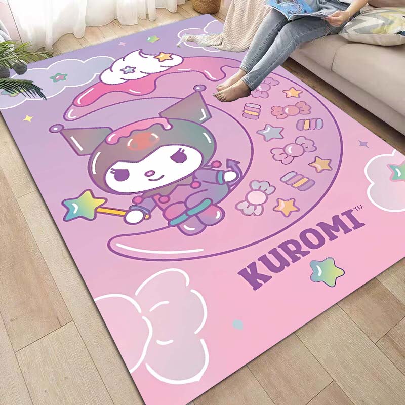 3D printed Kuromi cartoon rug, suitable for living room, bedroom, kitchen, doorway, children's non-slip floor mat, birthday gift