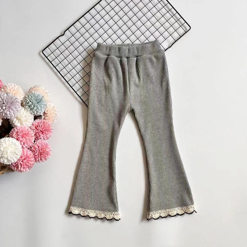 

Весна Осень Новые Детские Однотонные Кружевные Брюки КлешДетские Повседневные Универсальные Брюки Узкие Леггинсы для Девочек 140 светло-серый