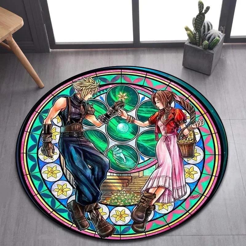 Kingdom Hearts Cartoon Pattern Area Rug Round Floor Mat Living Room Carpet Bathroom Kitchen Rug Doormat Non-slip Floor Mat
