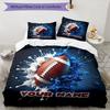 3PC Custom Name Football Splash Artwork Bedding Set Printed Bedding Set Duvet Cover Closure Includes 1 Duvet Cover & 2 Pillowcases for All Seasons Bed