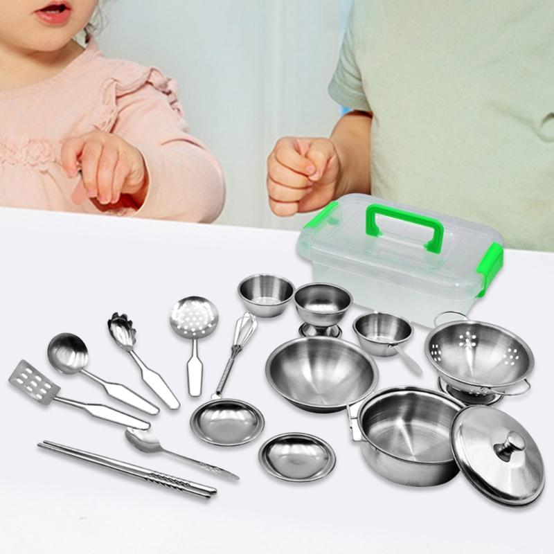 Kitchen Toy Cooking Utensils Set Pretend Play Pots Pans Toy Cookware Kits Interactive Learning Role Play Education Toy