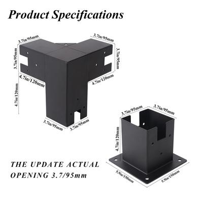 Iron Tee Hollowed Out Gazebo Connectors Wooden Stake Base Wooden Post Base Gazebo Bracket Bottom