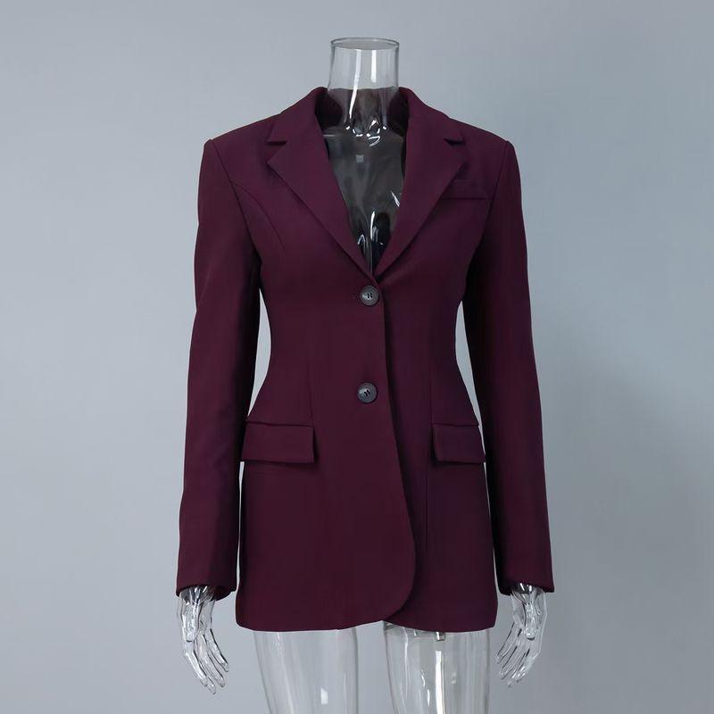 

Western Style New Fashion Temperament Waist Hugging Slimming Blazers Advanced Style Suit Jacket Burgundy M