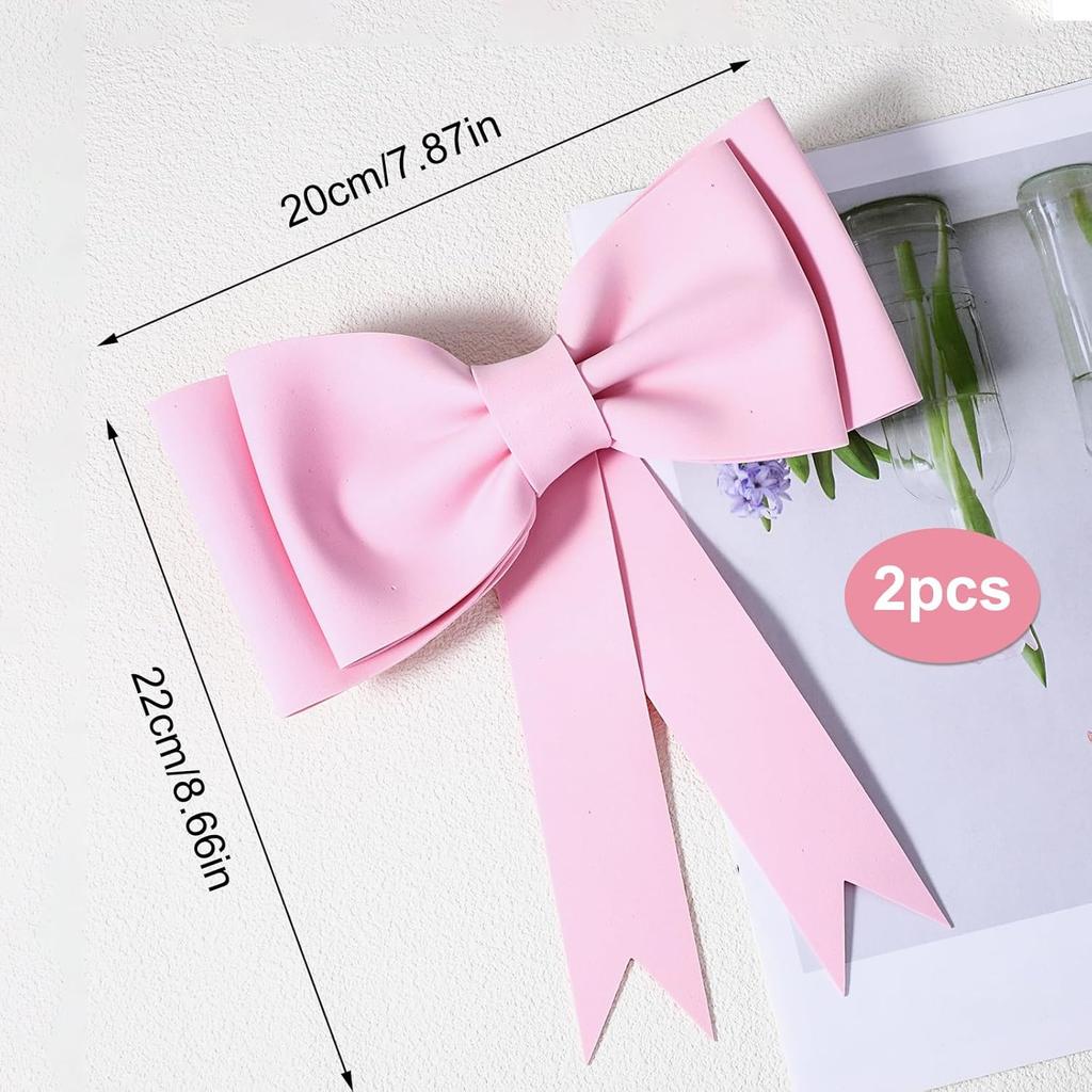 2 Pcs Pink Bow Cake Toppers for Girls Birthday Oversized Bow Cake Topper Decoration EVA Pink Bows Party Decorations