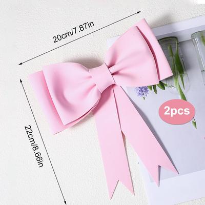 2 Pcs Pink Bow Cake Toppers for Girls Birthday Oversized Bow Cake Topper Decoration EVA Pink Bows Party Decorations