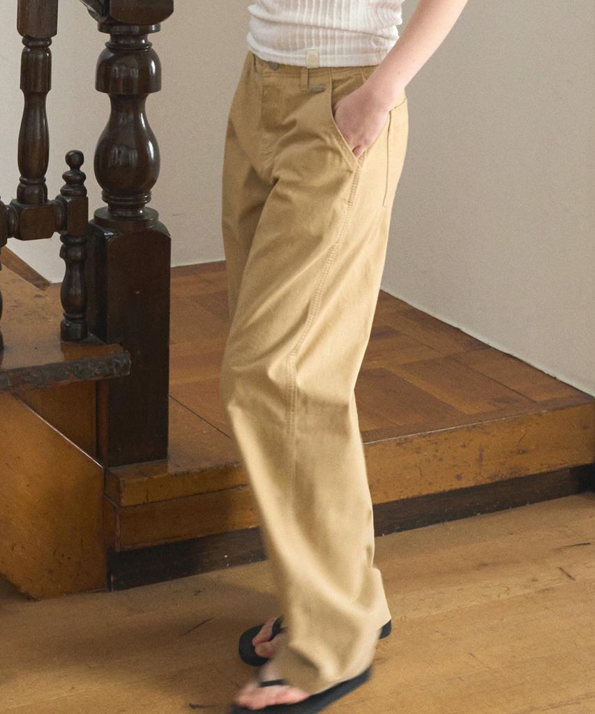 HAINT Standard Straight Easy Fit Cotton Pants 5Col_Beige