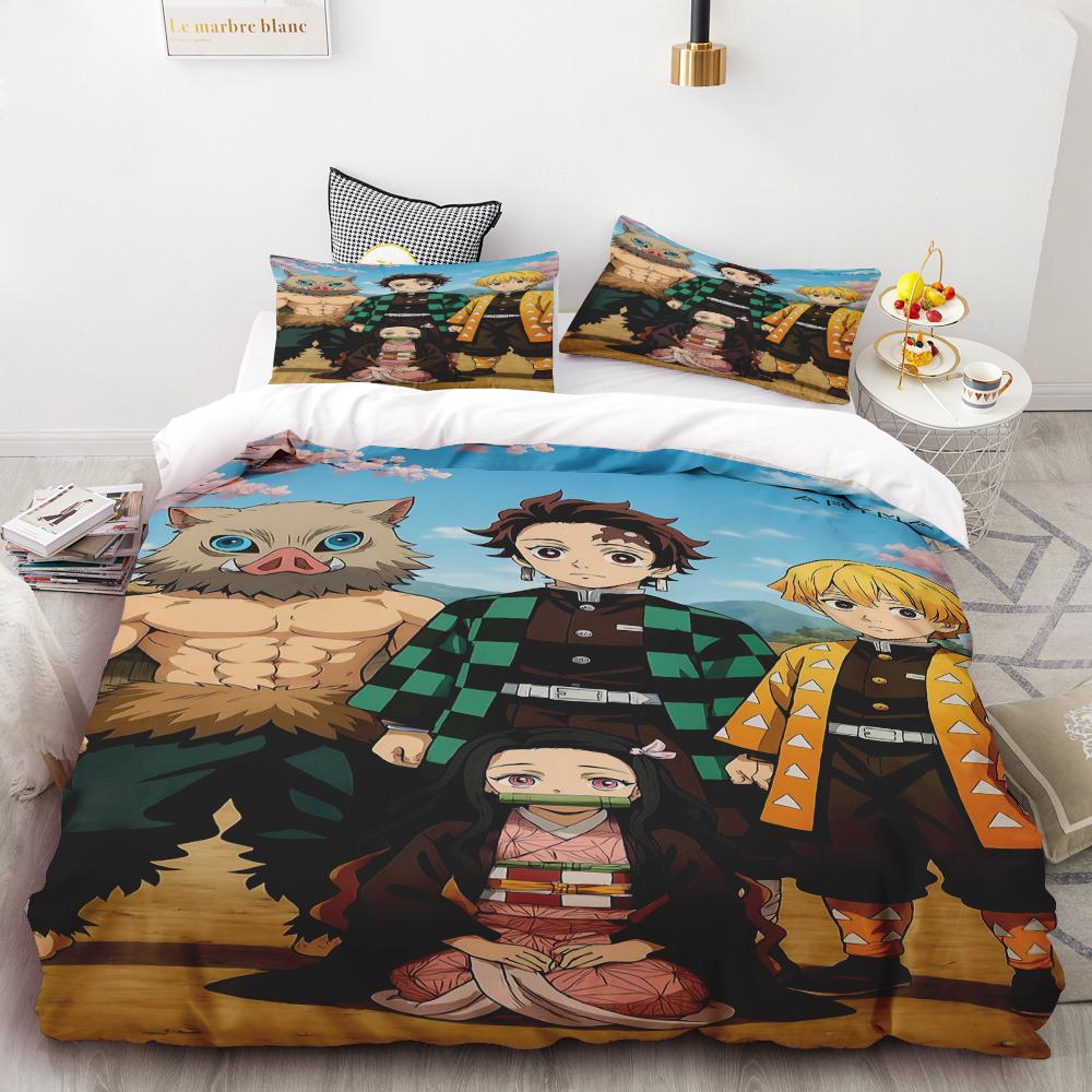 Duvet Covers Japan Anime 3D Printed Kawaii Demon Slayer Bedding Set Duvet Covers Comforter Bedding Sets Bedclothes Bed Home