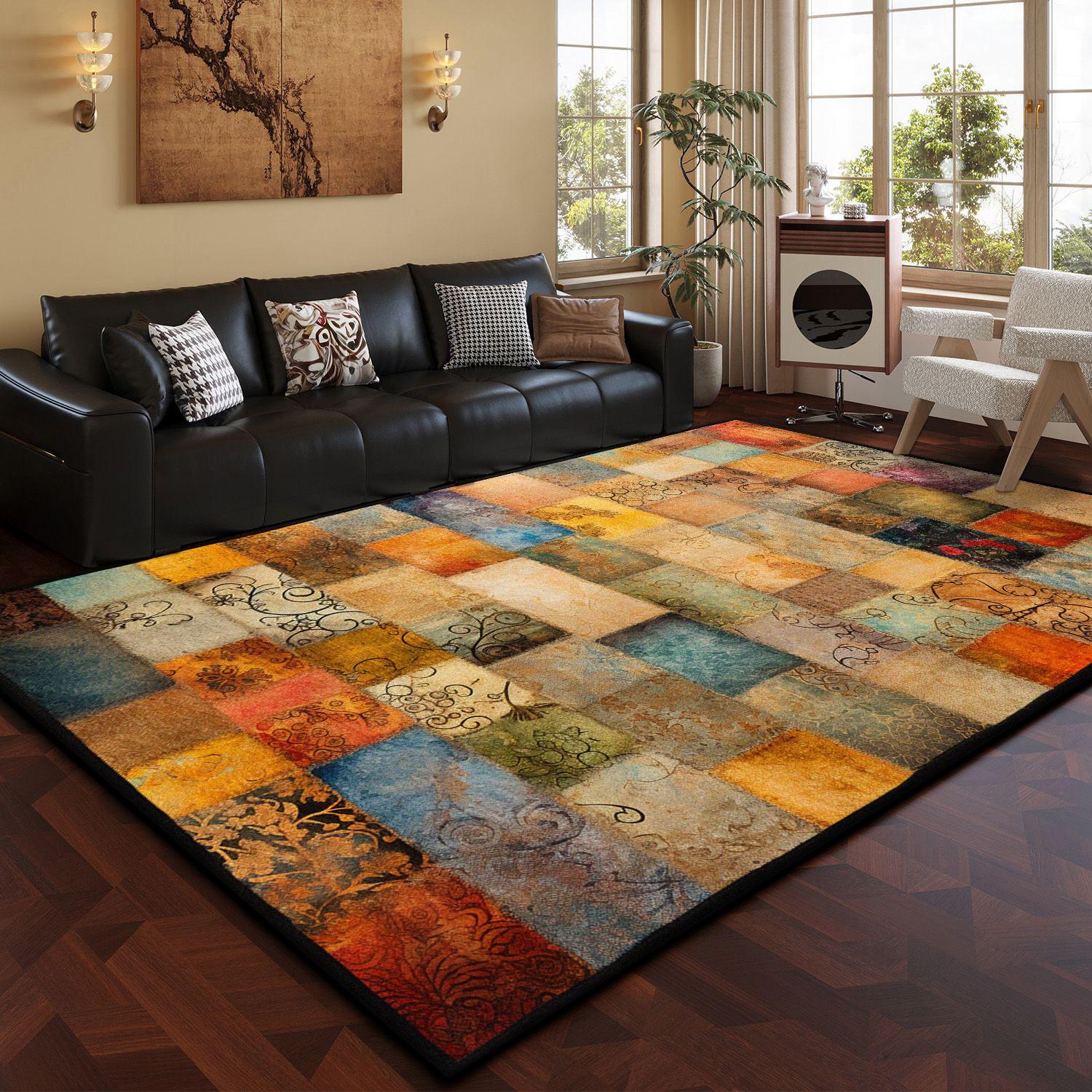 Moderne Abstracte Stijl Decoratief Tapijt voor Woonkamer Antislip Studiekamer Slaapkamer Groot Tapijt Kamer Decoratie Huismatten Zacht Wasbaar 1.9x2.9ft(60x90cm)