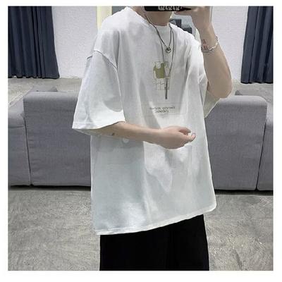 New Short-Sleeved T-shirt Men's Summer Korean Style Trendy Simple Half Sleeve Top Hong Kong Style Loose Casual Fashion Brand T-shirt