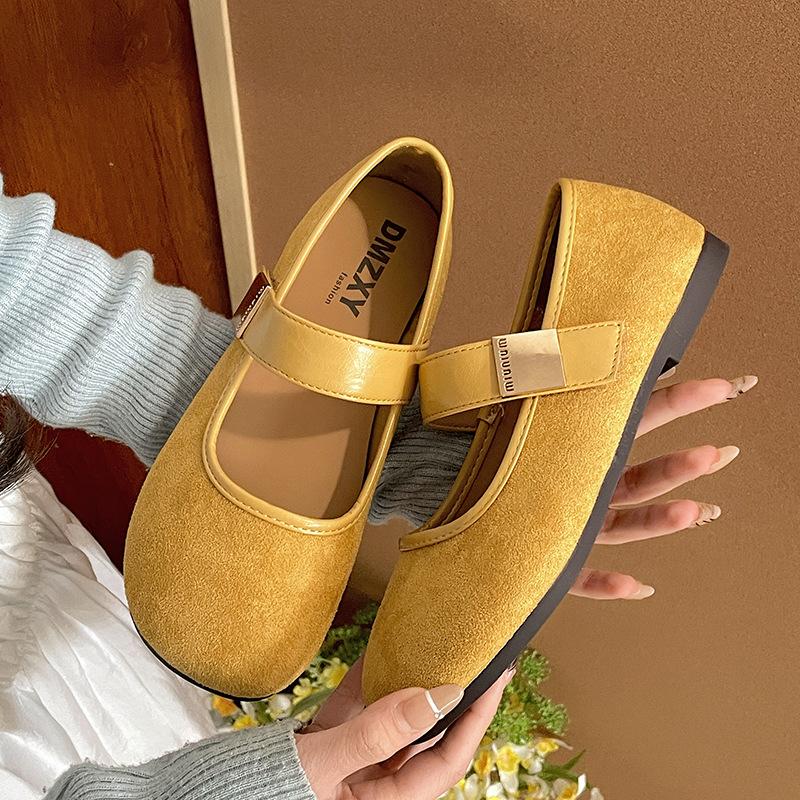 Temperament commuter French flat bottom shallow mouth single shoes women's summer 2025 new with skirt versatile soft sole Mary Jane shoes