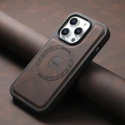 Étui Magnétique pour iPhone 16 15 14 13 12 Pro Max Plus Couverture en Cuir Vintage pour Magsafe Coque Souple Anti-choc pour Téléphone iP16 ./\';P