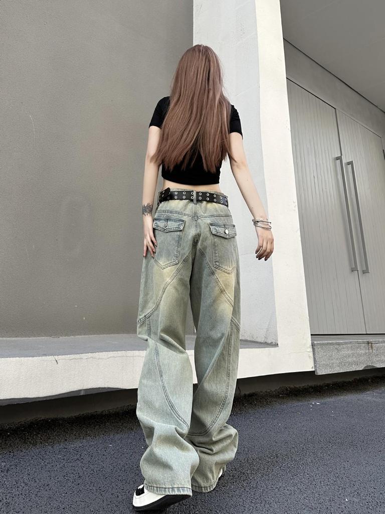 Women's High-Waisted Retro Wide-Leg Jeans - Summer Streetwear