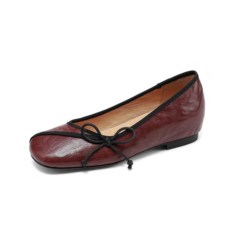 

Krazing Pot Овчина Круглый Носок Размер 40 Средний Каблук Слипоны Бант Офисная Леди Винтажные Осенние Туфли-Лодочки 40 винный