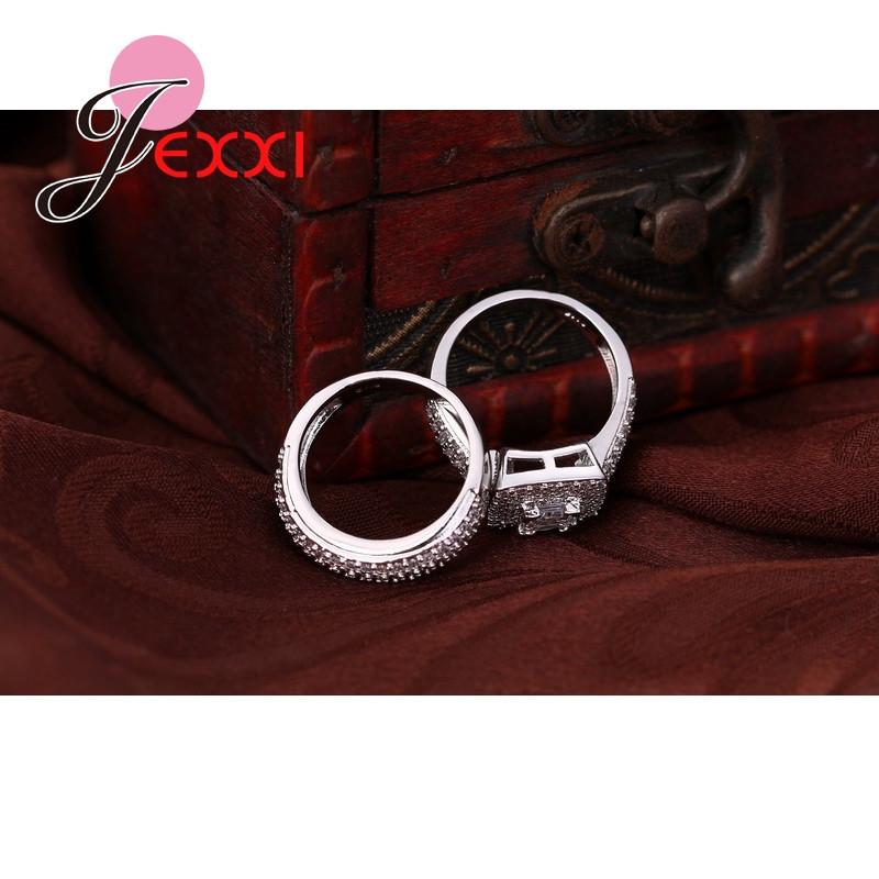 Classcial 925 Silver Wedding Ring Sets For Women Bijoux For Lady Vintage Luxury CZ Crystal Jewelry Accessories