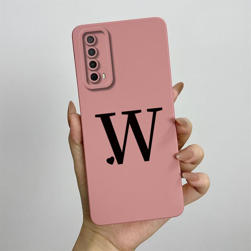 For Huawei Y7a Case Huawei P Smart 2021 Phone Case PPA-LX1 Luxury Letters Square ShockProof Soft TPU Silicone Back Cover Fundas