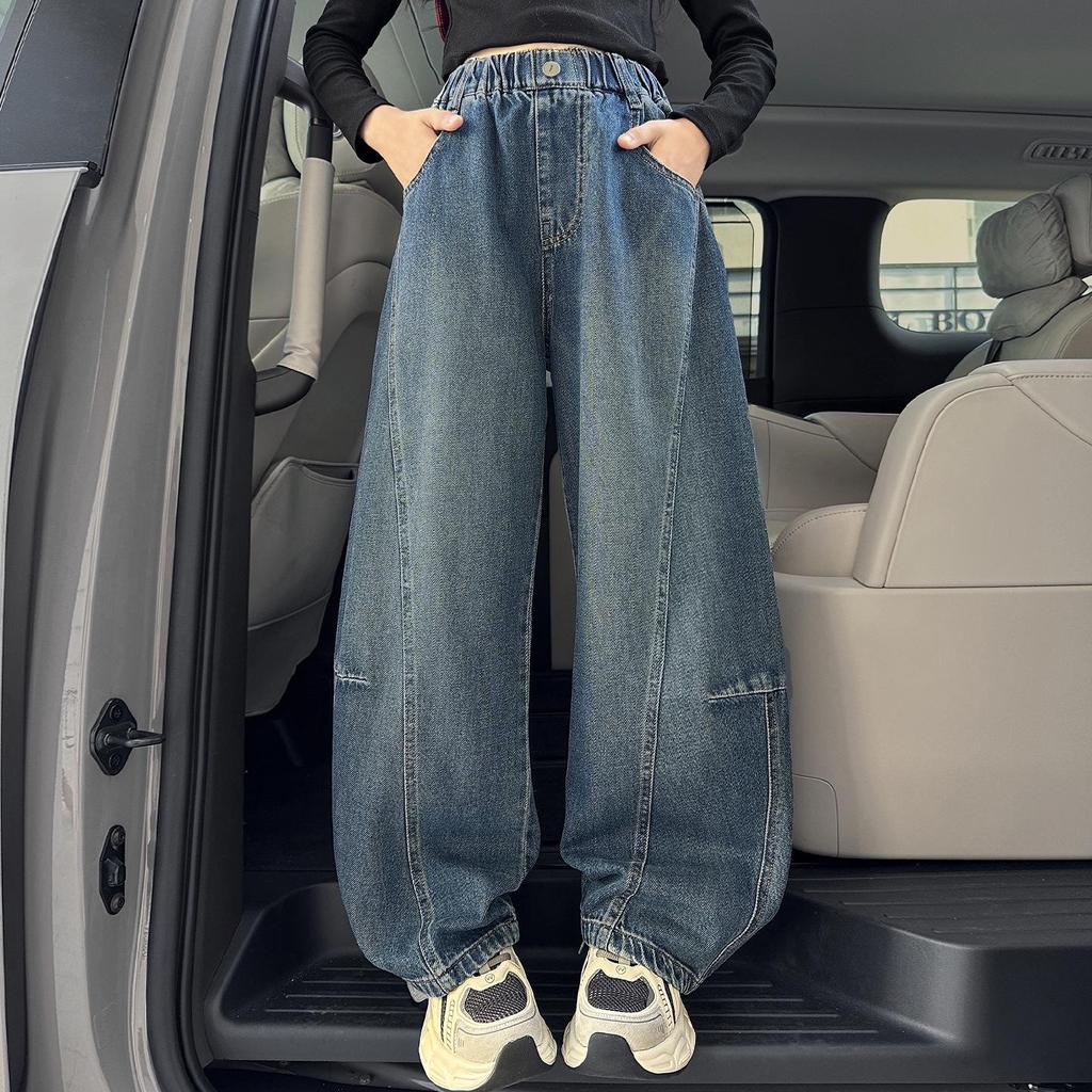 Big Girls' 2025 Wide-Leg Denim Pants - Autumn Casual Style