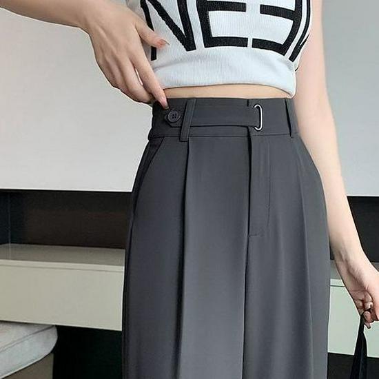 

Women s Gray Suit Pants - Autumn Thin High-End Style 2026, Spring/Fall Straight and Wide Leg. L for 106-115 jin