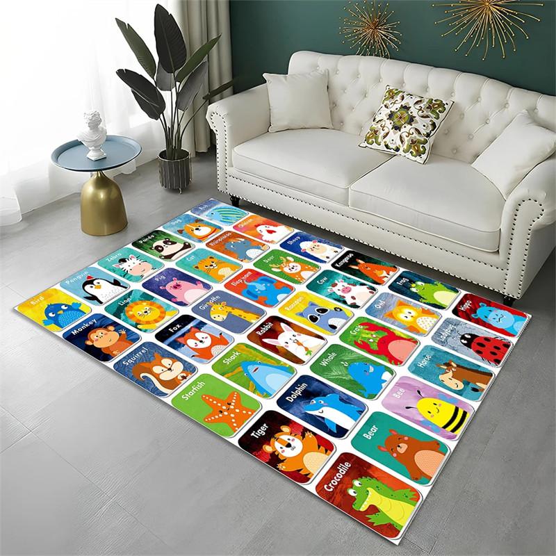 Cartoon Alphabet Animal Carpet For Early Education Classroom Playroom Decor Children Crawling Area Rug Non-slip Bath Floor Mat