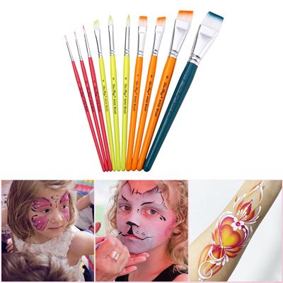 10 Pinceles para Pintura Facial y Corporal Pincel Plano Pinceles de Pintura de Pelo de Nailon Pinceles de Artista para Pintura de Acuarela
