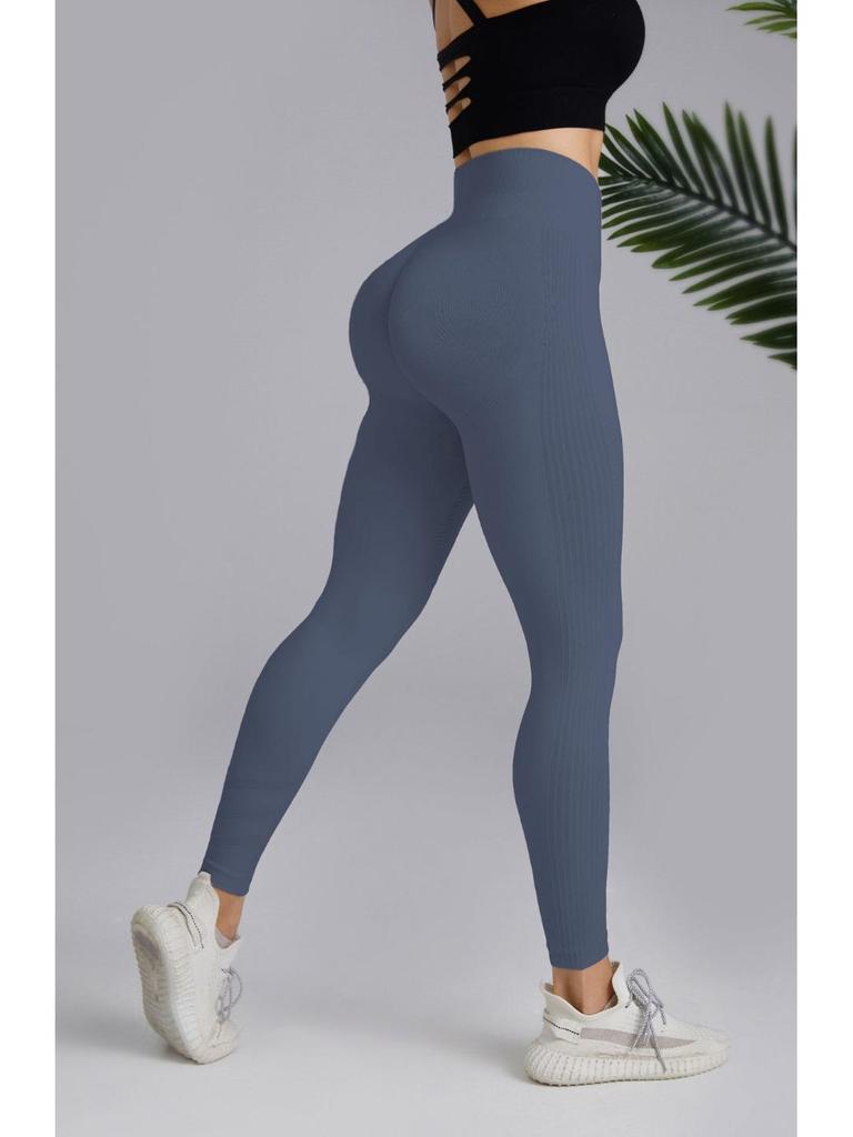 High-Waist Tummy Control Peach Hip Nude Yoga Pants - Breathable, Solid Color for Women