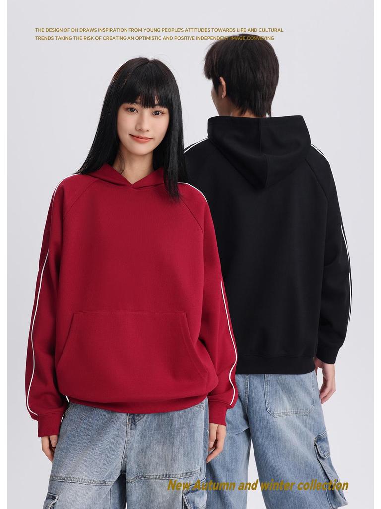 Unisex Solid Color Combed Cotton Hoodie with Drawstring and Drop Shoulder 9886