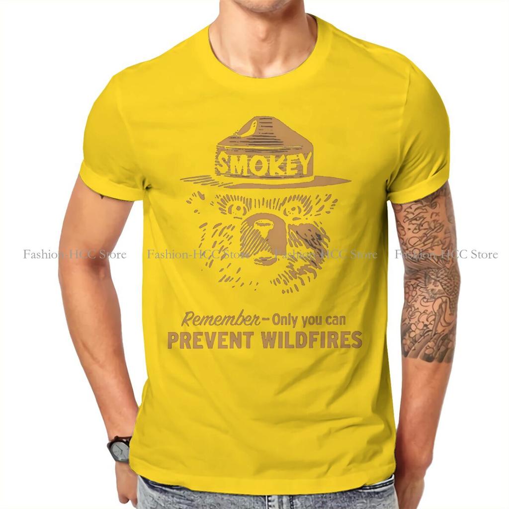 Smokey The Bear Rules Tshirt Vintage Unisex Grunge Teenager Clothing Tops Oversized Cotton Oneck T Shirt