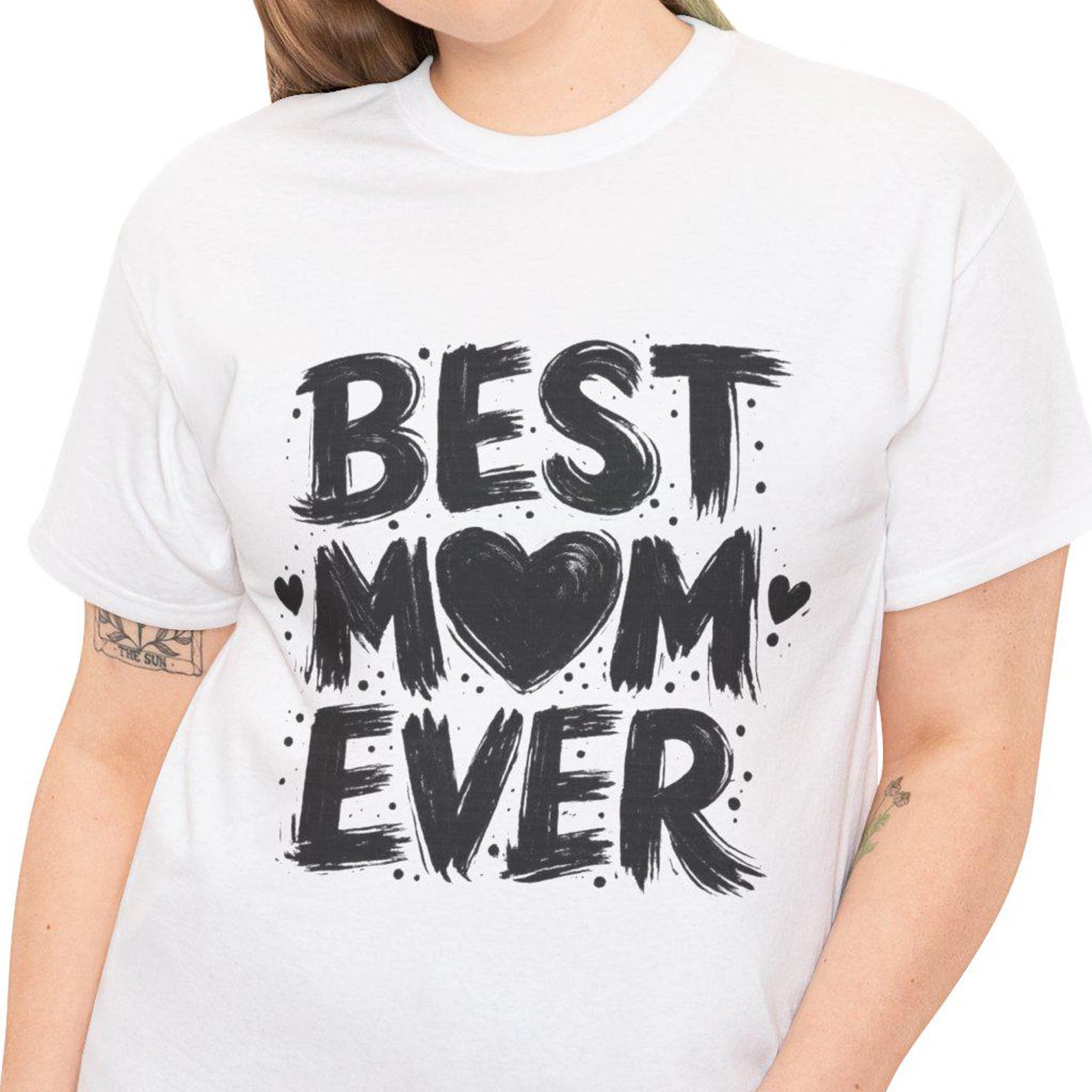 Mom Ever Heart Brushstroke Tee | Motherhood Declaration Shirt 3XL