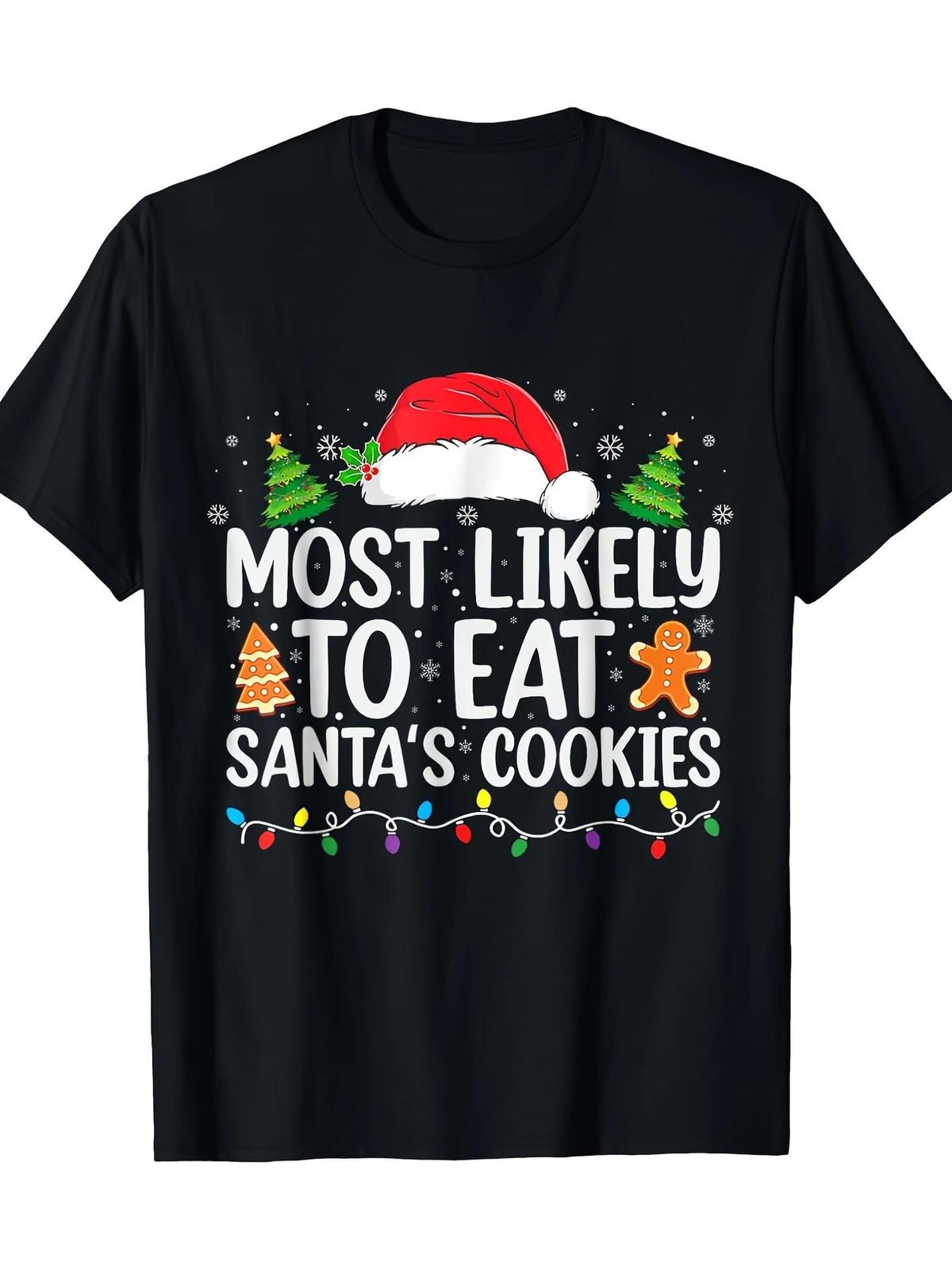 Most Likely To Eat Santa s Cookie Christmas Family Matching T-shirt 100% Cotto XXXXL