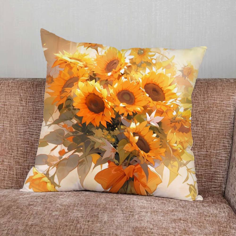 Sunflower Pillow Case Pillowcase Home Sofa Cushions Car Cushions Pillowcover Office Pillowshell Pillow