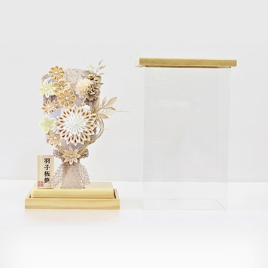 Hagoita Display Size Cypress Hair Acrylic Height M2613 (battledore) Case, 7, Wood, Tsumami-zaiku (hand-crafted), Ornament, Case, 28.7cm,