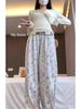 Women's Korean Style Cartoon Puppy Print Straight-Leg Pants - Cute, Versatile Casual Wear for Spring & Autumn 2025