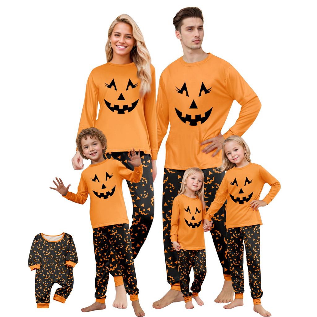 Print Cute Family Set Pajamas, Home Clothes, Family Set Long Sleeve Top Pants Set
