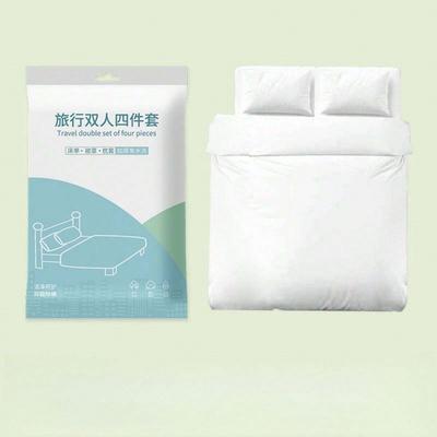 4 Piezas Sábanas Desechables Tamaño King, Sábanas Ajustables Desechables Funda de Ropa de Cama de Viaje Para Hotel, Sábana Desechable de Viaje