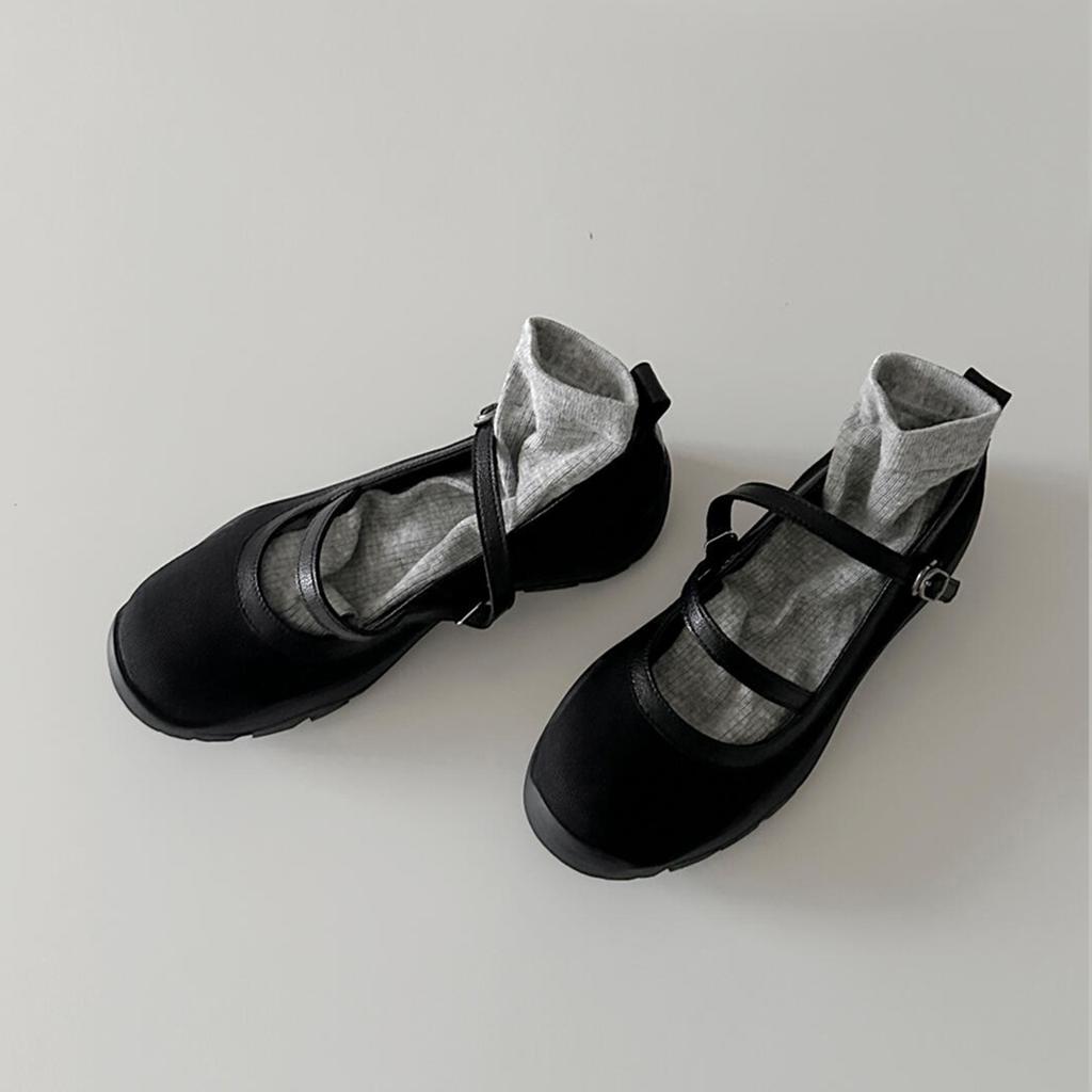 Verze z hovězí kůže~ dámské platformové ležérní boty Mary Jane univerzální přezka s jedním páskem s kulatou špičkou retro sportovní baleríny