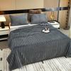 Solid Colour Three-dimensional Stripes Drawstring Rabbit Hair Cover Blanket Winter Soft Warm Double Layer Thickening Cover Blanket