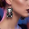 Lightweight Acrylic Earrings 1 Pair Halloween Dangle for Women, 2D Cute Edgy Dark Aesthetic Jewelry Skeleton Bear Earrings, Funny Party Holiday