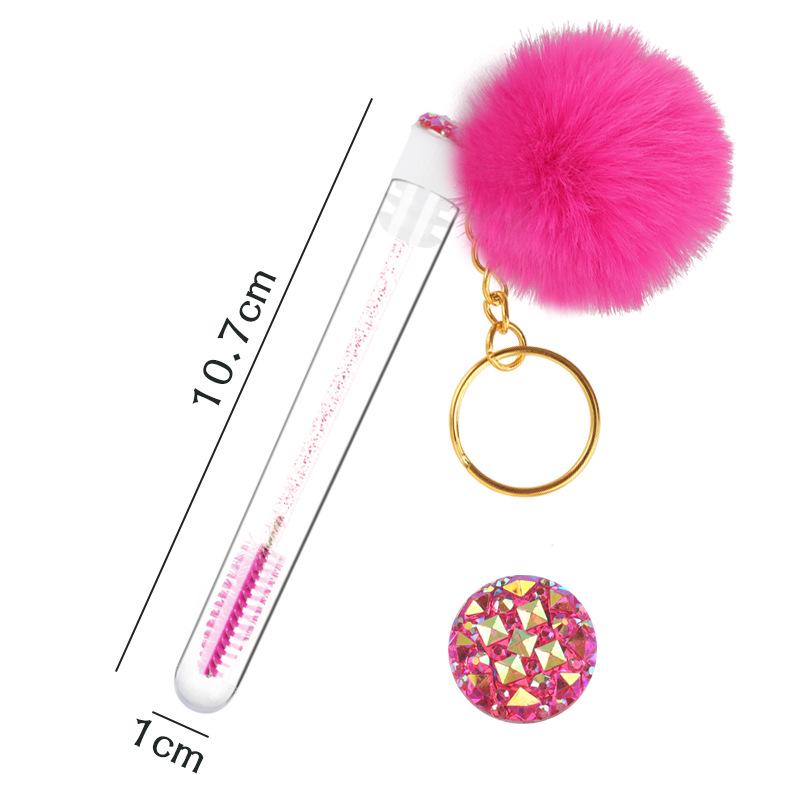 Gold Buckle Pompom Eyelash & Eyebrow Brush with Crystal Rod and Rabbit Ear Comb
