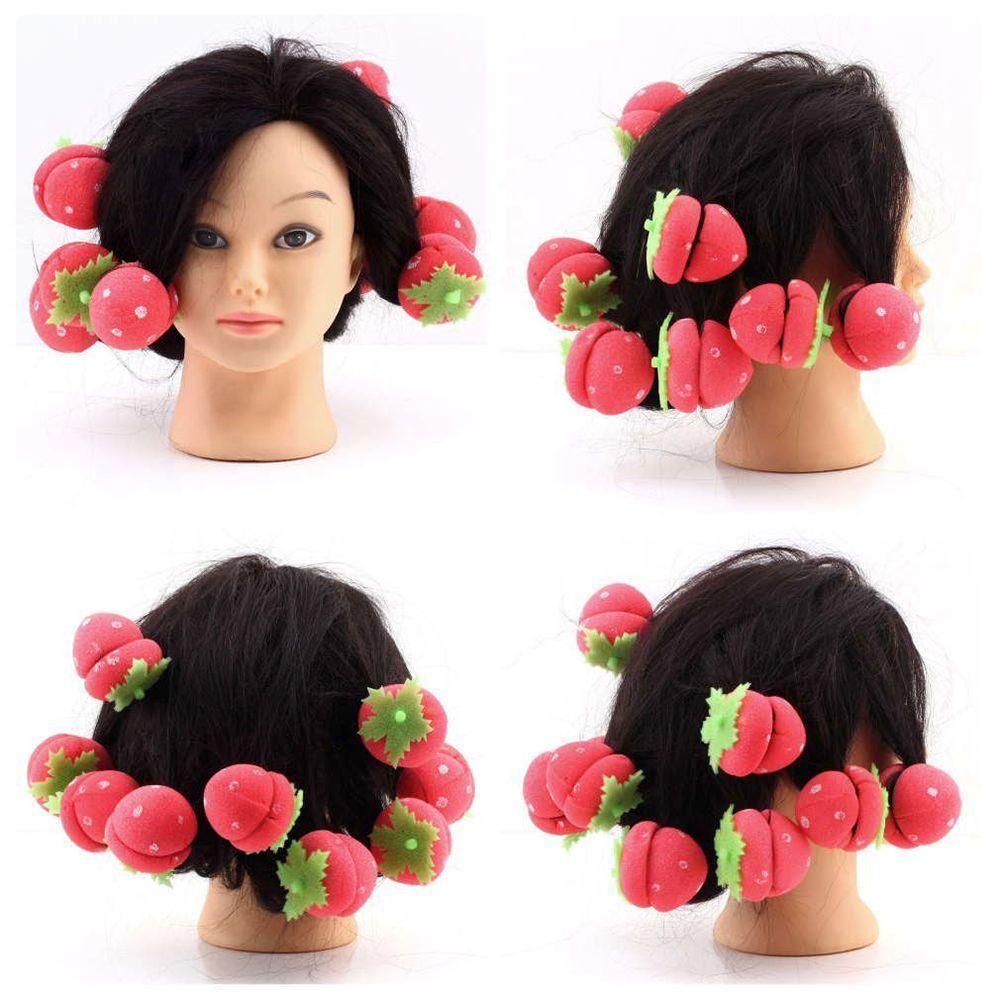 6 STK DIY Svampruller Curlers Hode Hårkrøller Strawberry Curler Mykt hår Curler Balls Jenter
