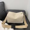 Design Sense Canvas Bag Women's New Strip Velvet Shoulder Bag Small Satchel Bag Commuter Pillow Bag Oblique Span Bag