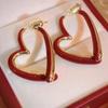 Niche Design Exquisite Red Heart Earrings - Versatile New Year & Christmas Studs for Women
