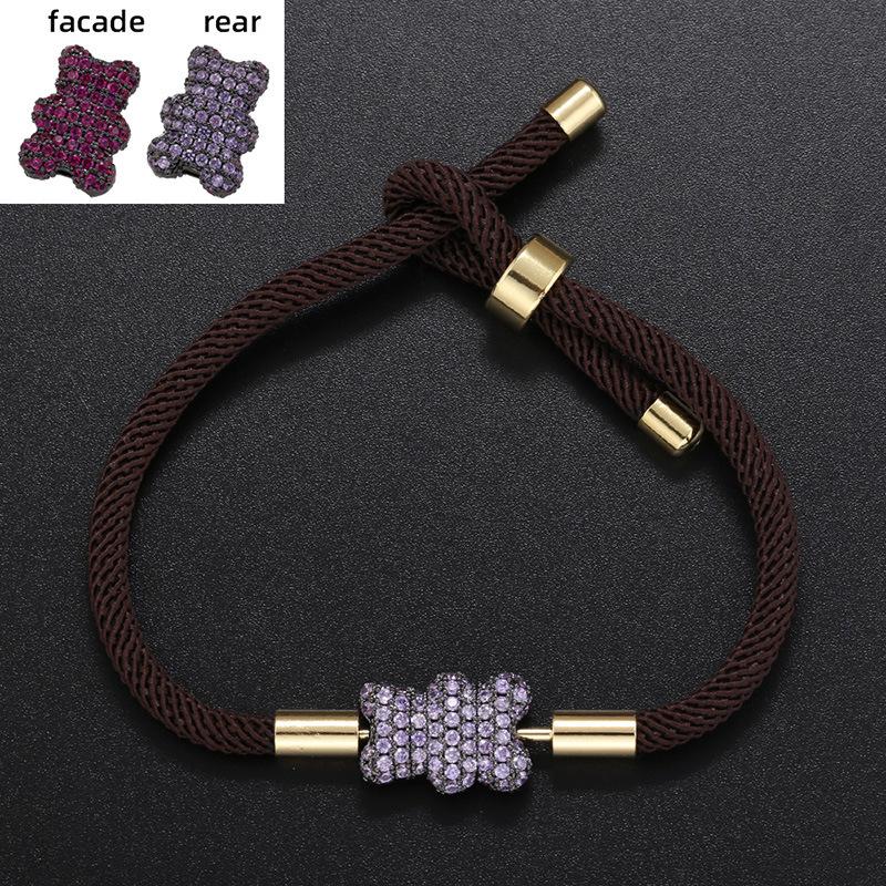 Woven Hand Rope Full Diamond Double-Sided Two-Color Bear Bracelet Color Jewelry Accessories Vl207