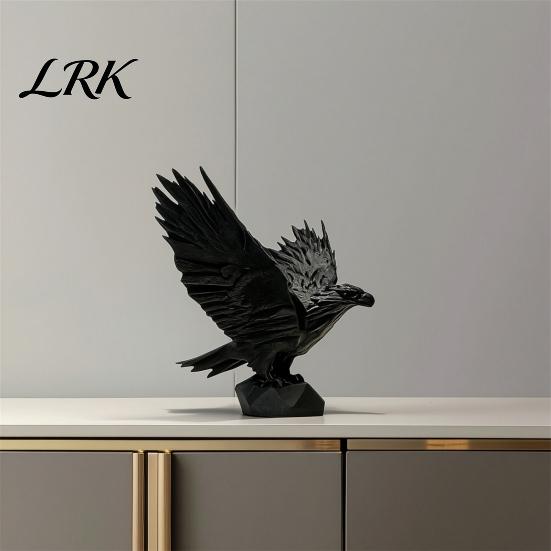 Three-dimensional Eagle Figure Ornament, Matte Black with Stable Non-Slip Office Desk Ornament Base, Spread Wings Statue for Desktops Display Cabinets