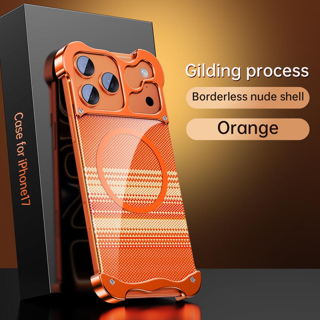 Special-shaped Metal Phone Case for IPhone17 Pro Case Metal Borderless Carbon Fiber Texture High-grade Case for IPhone17 Pro Max