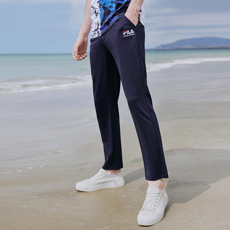 Fila Lightweight Breathable Straight-Leg Knit Sweatpants Men Bottoms Legendary-Blue F11M128604FNV